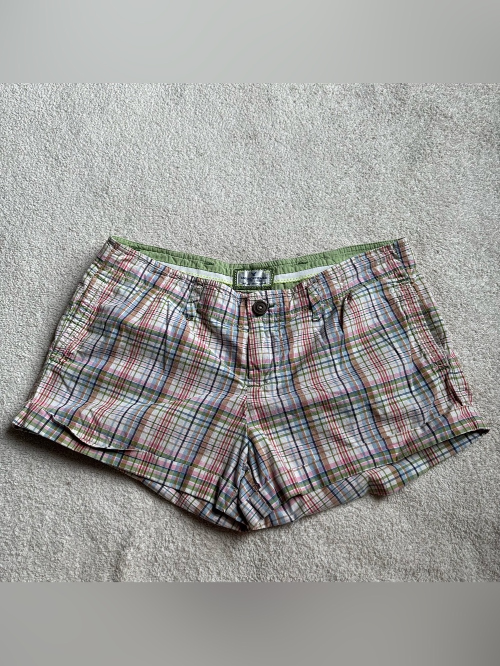 Y2K American Eagle Outfitters Plaid Shorts in Pink, Green, Blue